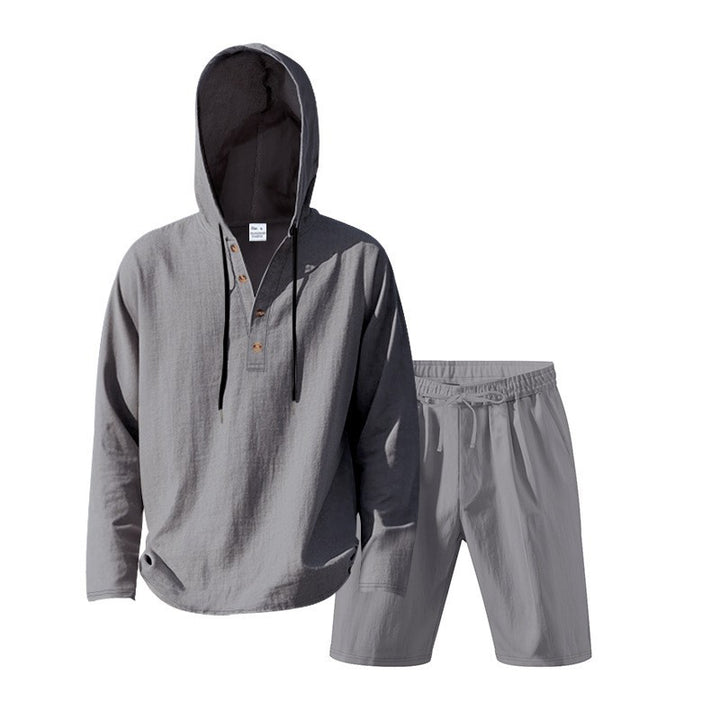 Herren lässiges Kapuzenshirt mit kurzer Hose im entspannten Stil Echoarchiv