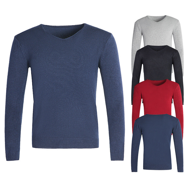 Herren nan feiner V-Ausschnitt-Pullover aus Baumwoll-Merino-Mix mit schmaler Silhouette Echo Archiv