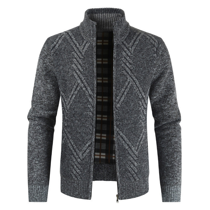 Herren Strickjacke mit hoch geschlossenem Kragen und strukturiertem Design Echoarchiv