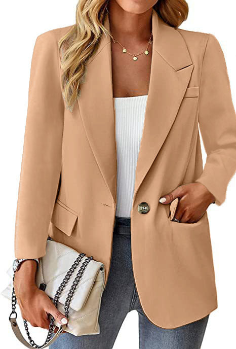 Damen nan taillierter Blazer mit Ein-Knopf-Verschluss Reverskragen und Pattentaschen Echo Archiv