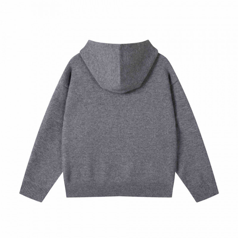 Unisex Oversize-Feinstrick-Kapuzenpullover mit Raglanärmeln und geripptem Saum Echo Archiv