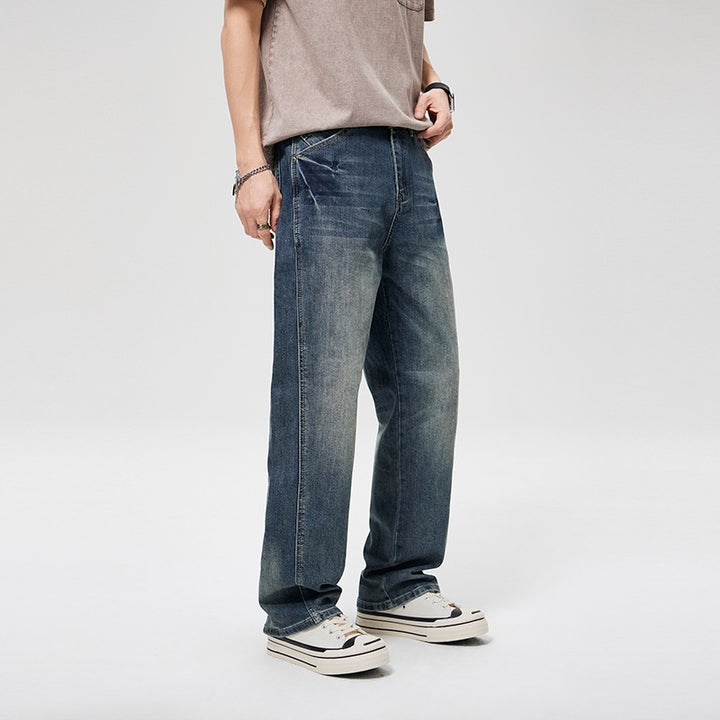 Herren Baggy-Denimhose mit hoher Bundhöhe, softem Stretch & Vintage-Finish Echoarchiv