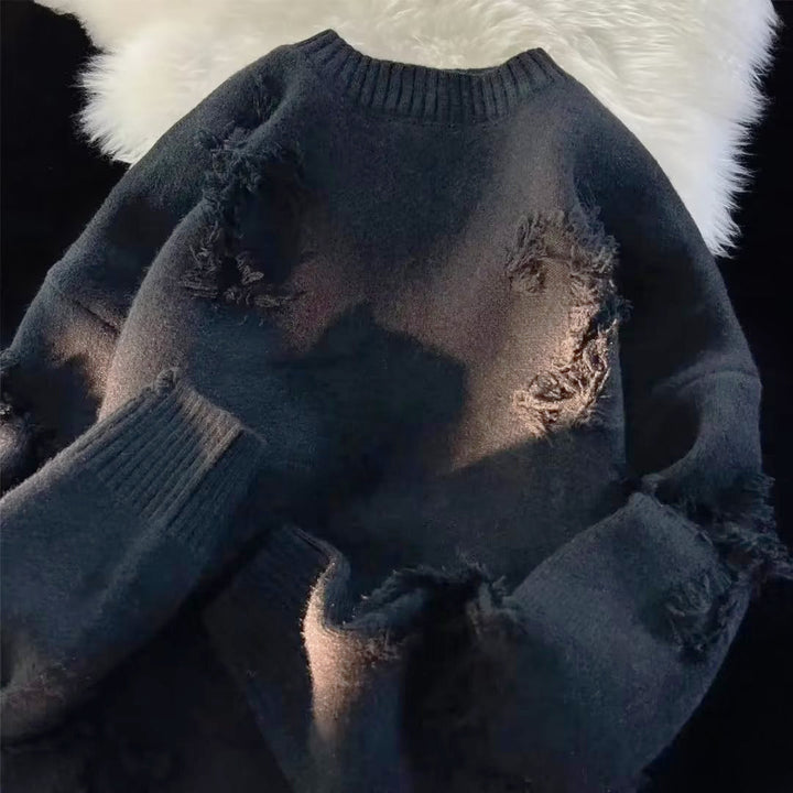 Damen Grobstrickpullover mit Fransen Echoarchiv
