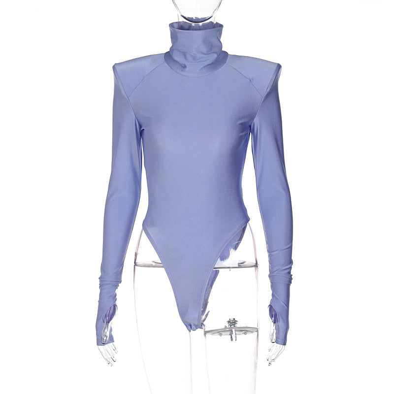 Damen Langarm-Bodysuit mit hohem Kragen und eleganten Raffungen Echo Archiv
