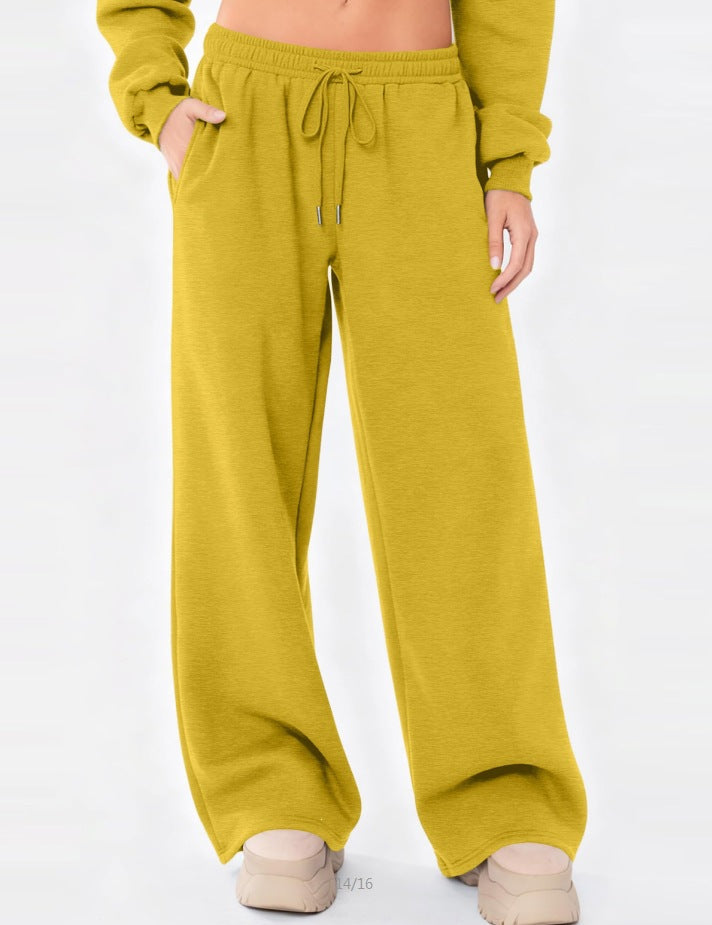 Damen weite Loungehose mit hohem Komfortbund, elastischem Tunnelzug und seitlichen Eingrifftaschen – Avélisse