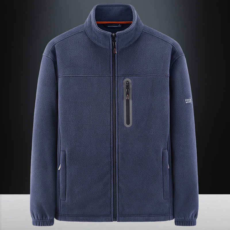 Herren Fleecejacke mit windabweisendem Microfleece, verschweißter Brustreißverschlusstasche und elastischen Bündchen – Cavarno