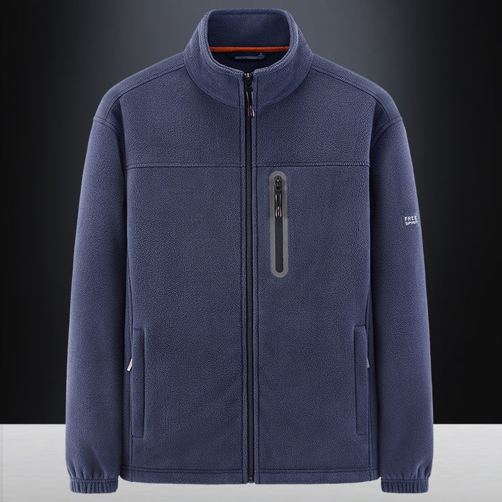 Herren Fleecejacke mit windabweisendem Microfleece, verschweißter Brustreißverschlusstasche und elastischen Bündchen – Cavarno