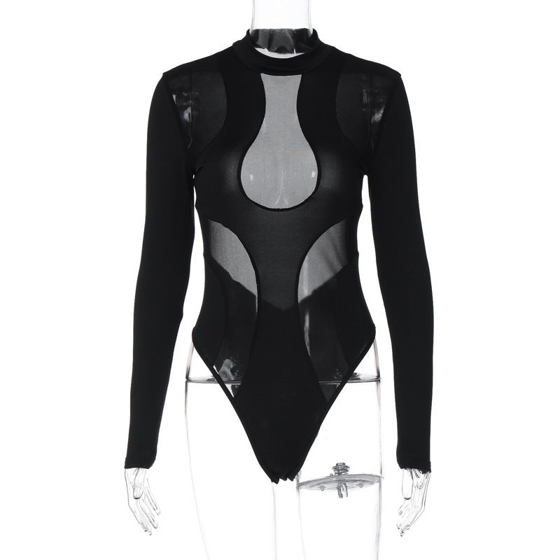 Damen Langarm-Body mit transparenten Einsätzen Echo Archiv