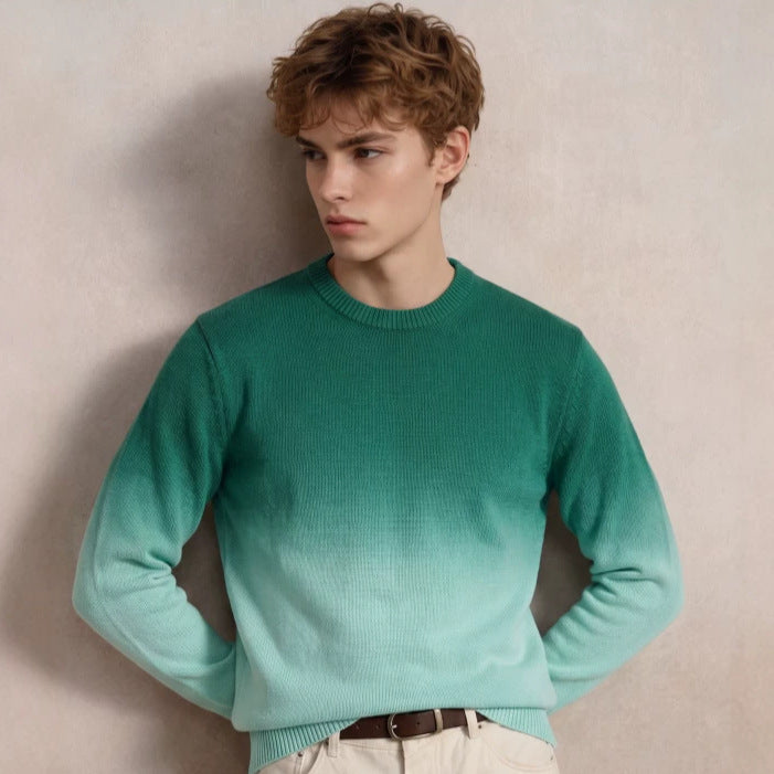 Herren Feinstrick-Pullover mit Dip-Dye-Effekt und Rundhalsausschnitt Echoarchiv