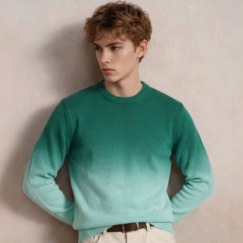 Herren Feinstrick-Pullover mit Dip-Dye-Effekt und Rundhalsausschnitt Echoarchiv