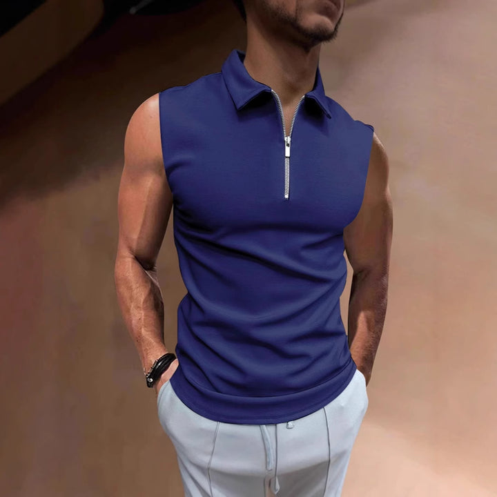 Herren Kurzarm Poloshirt mit modernem Stehkragen und funktionellem Reißverschluss Echoarchiv