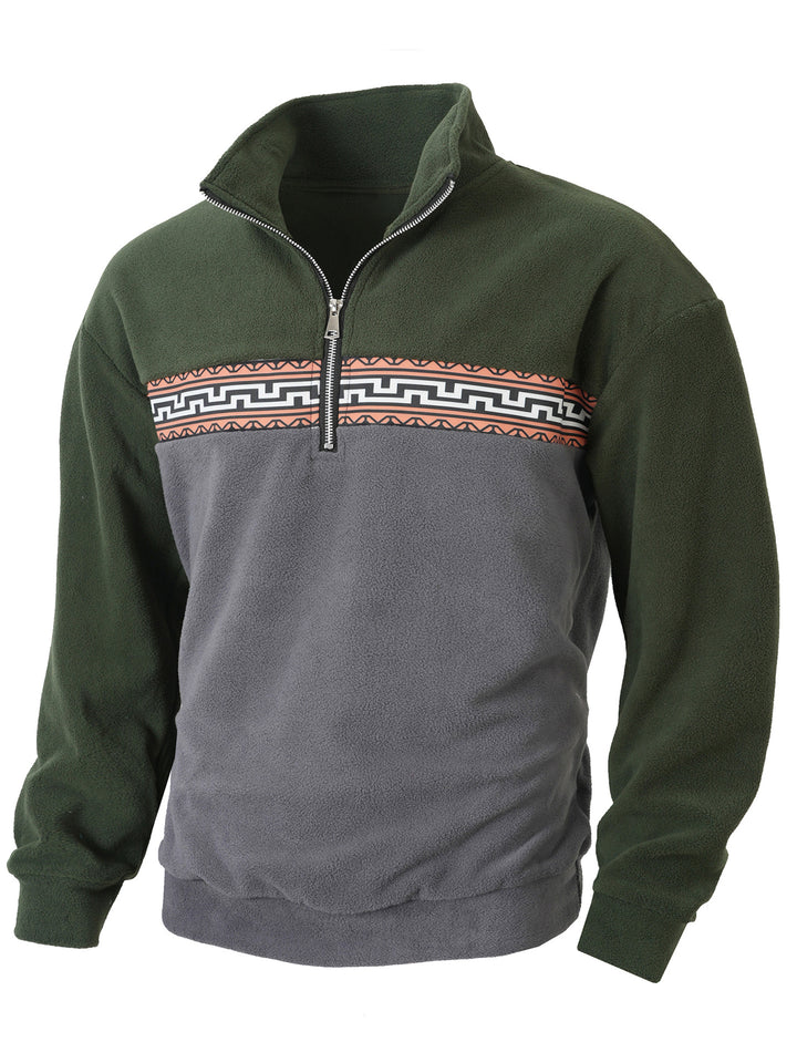 Herren Fleece-Pullover mit modernem Reißverschluss und kreativem Design Echoarchiv