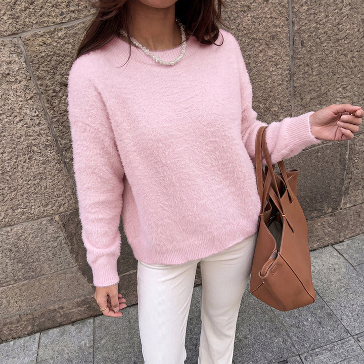 Damen Weicher Strickpullover mit Rundhalsausschnitt Echo Archiv