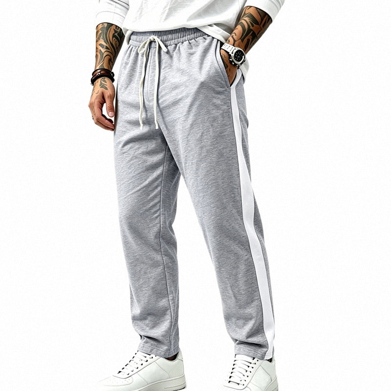Herren Athletische Trackpants mit geradem Bein, seitlichem Kontrastband und elastischem Tunnelzug – Marzano