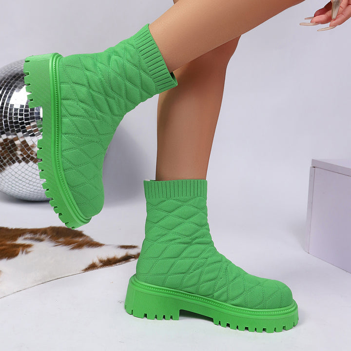 Damen Modische und bequeme gestrickte Stiefel Echo Archiv