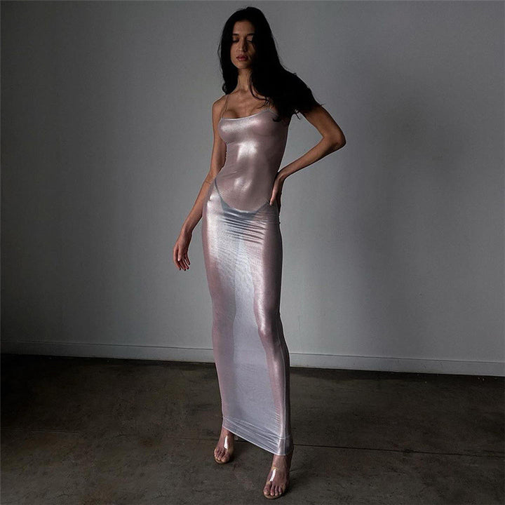 Damen Maxi-Strandkleid aus leichtem Material mit feinen Spaghettiträgern Echo Archiv