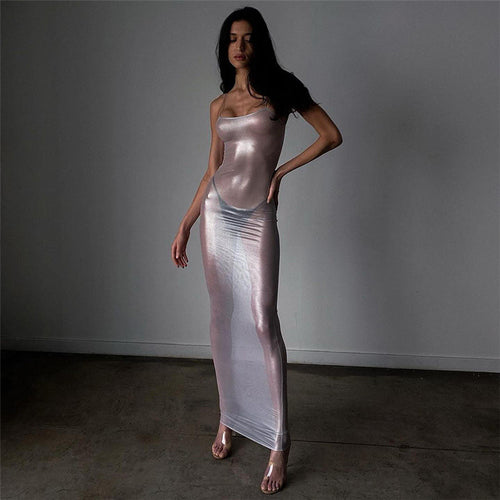 Damen Maxi-Strandkleid aus leichtem Material mit feinen Spaghettiträgern Echo Archiv