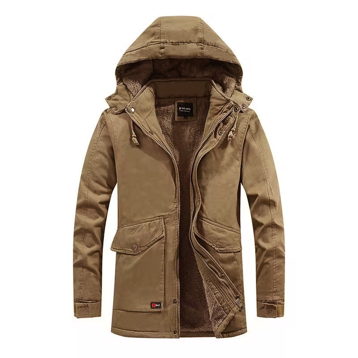Herren Canvas-Parka mit Sherpa-Innenseite, verlängerter Schnitt und Utility-Ärmeltasche Echoarchiv