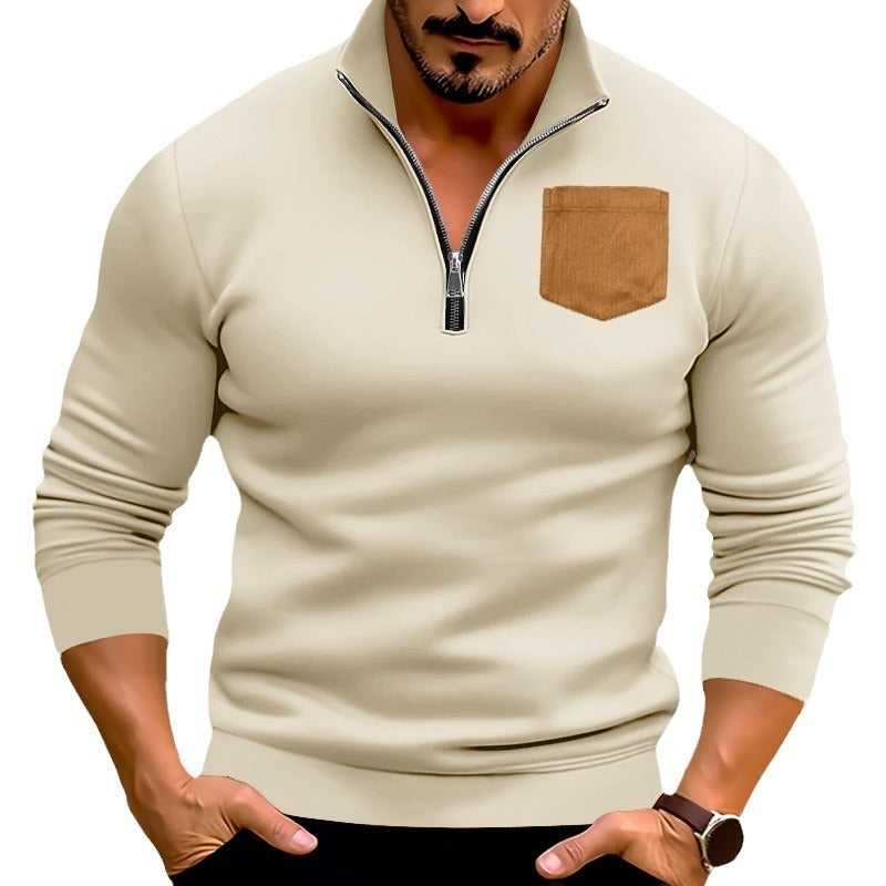 Herren sportlicher Pullover mit kontrastierenden Taschen Echoarchiv