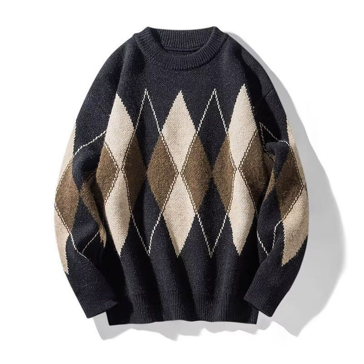 Damen Modischer Grobstrickpullover mit Rautenmuster Echoarchiv