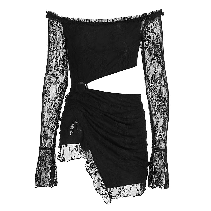 Damen Spitzenkleid mit asymmetrischem Saum und schulterfreiem Design Echo Archiv