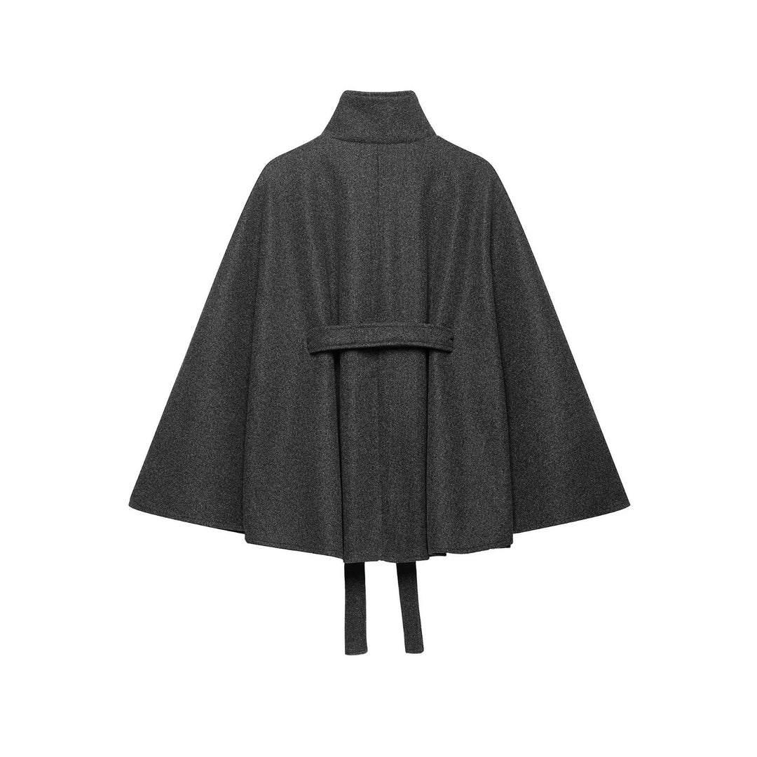 Damen Wollcape-Mantel mit Stehkragen, Knopfverschluss und Bindegürtel Echo Archiv