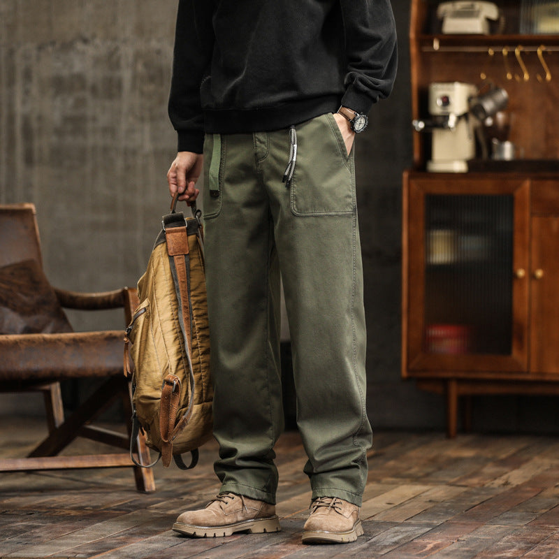 Herren Lockere Canvas-Cargohose mit Tunnelzugbund und aufgesetzten Fronttaschen Echo Archiv