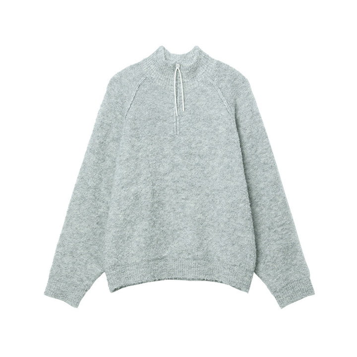 Herren Bequemer Grobstrickpullover mit halbem Reißverschluss Echoarchiv