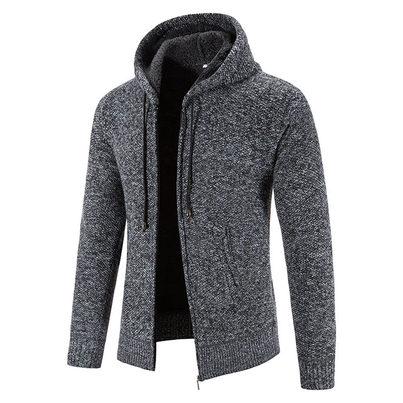 Herren Strickjacke mit moderner Kapuze und strukturiertem Design Echoarchiv