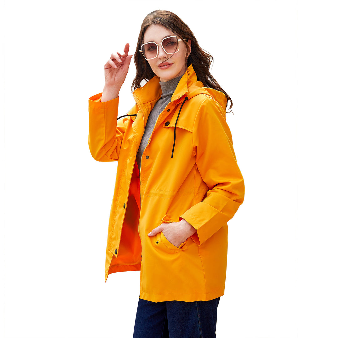 Damen nan leichter wasserdichter Parka mit tailliertem Schnitt, Kapuze und verdecktem Reißverschluss Echo Archiv