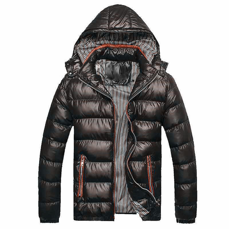 Herren Leichtgewichtige Steppjacke mit Kapuze, Thermoisolierung und gestreiftem Futter Echoarchiv