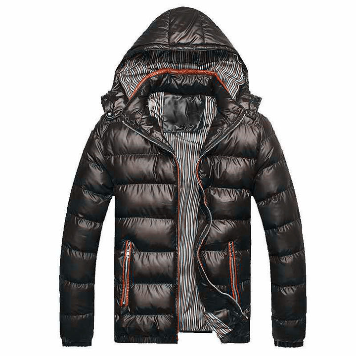 Herren Leichtgewichtige Steppjacke mit Kapuze, Thermoisolierung und gestreiftem Futter Echoarchiv