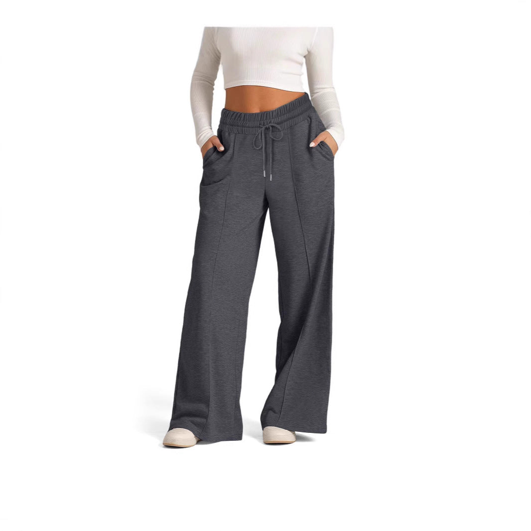 Damen weite High‑Waist Palazzo-Loungehose mit elastischem Komfortbund und Kordelzug – Avélisse