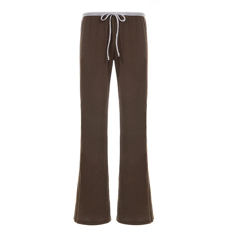 Damen Flared-Loungehose mit elastischem Bund und Bindebändern Echo Archiv