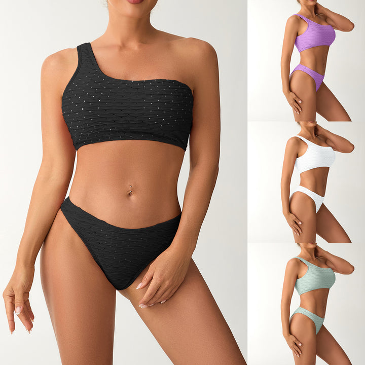 Damen Einseitiger Bandeau-Bikini mit strukturierter Oberfläche Echo Archiv