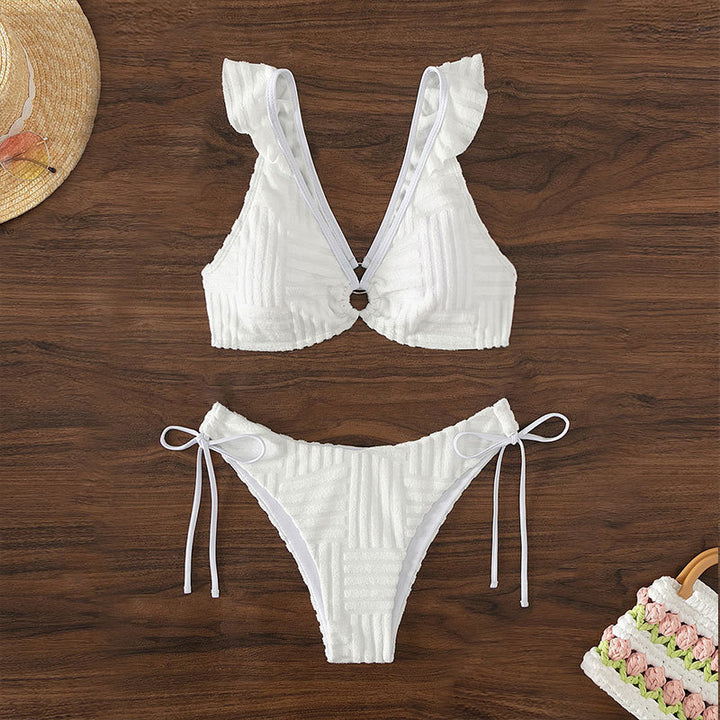 Damen Triangel-Bikini mit dekorativen Rüschendetails und strahlendem Ausschnitt Echo Archiv