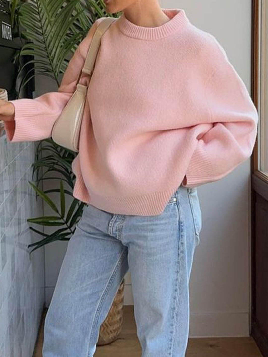 Damen oversize Rollkragenpullover mit breitem Rippkragen, voluminösen Ballonärmeln und verlängertem Bündchen – Mavelle