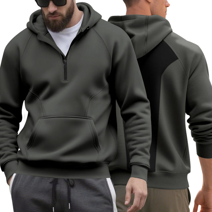 Herren nan Halbzip-Kapuzenpullover im minimalistischen Softshell-Look mit Kängurutasche und Raglanärmeln Echo Archiv