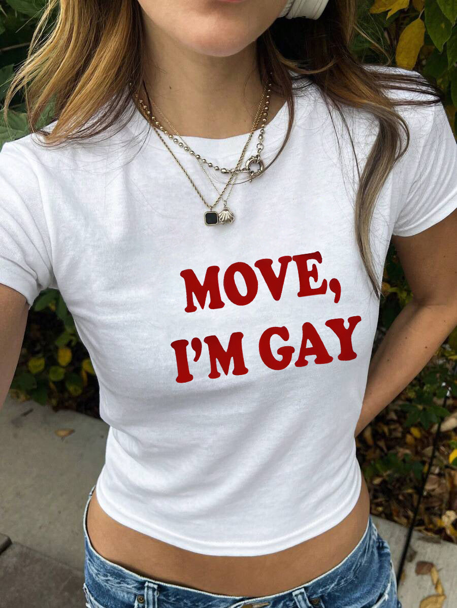 Damen figurbetontes Kurzarm-T-Shirt mit verspieltem Aufdruck Echo Archiv