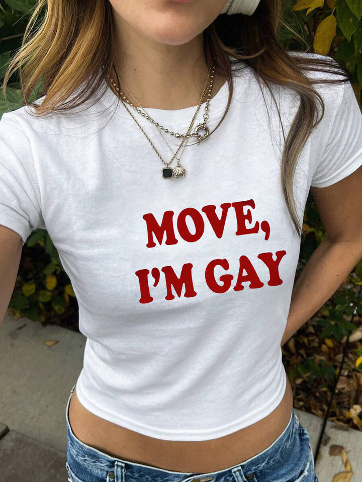 Damen figurbetontes Kurzarm-T-Shirt mit verspieltem Aufdruck Echo Archiv