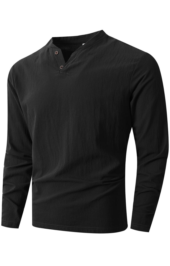 Herren Langarm Shirt mit modischem Henley-Ausschnitt Echoarchiv