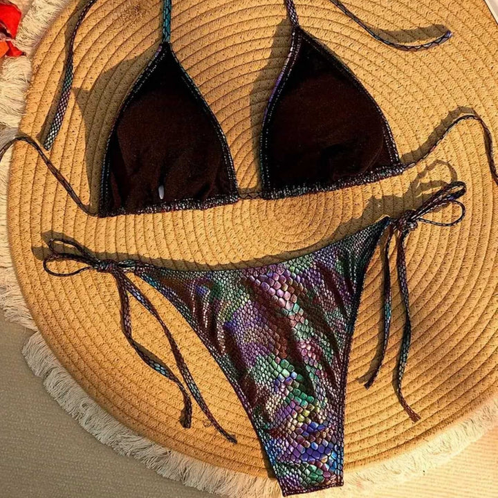 Damen Triangel-Bikini mit schimmerndem Schlangendesign Echo Archiv