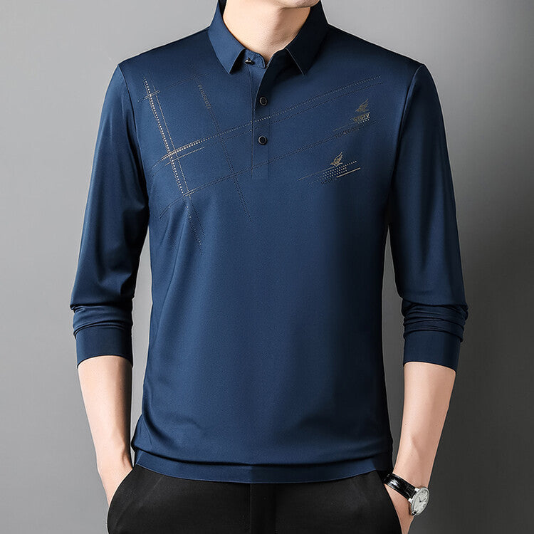 Herren Sportliches Langarm Poloshirt mit innovativem Design Echoarchiv