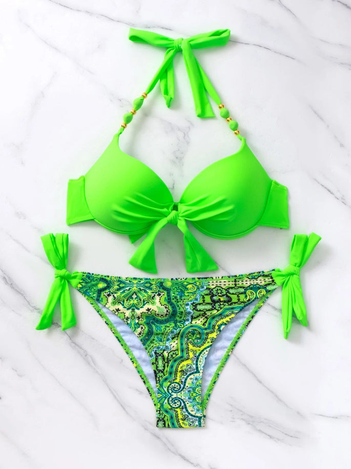Damen Bikini-Set mit modischem Knoten und bunten Akzenten Echo Archiv