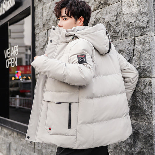 Herren wattierter Winterparka mit hochschließendem Stehkragen, abnehmbarer Kapuze und Multifunktions‑Taschen Echoarchiv