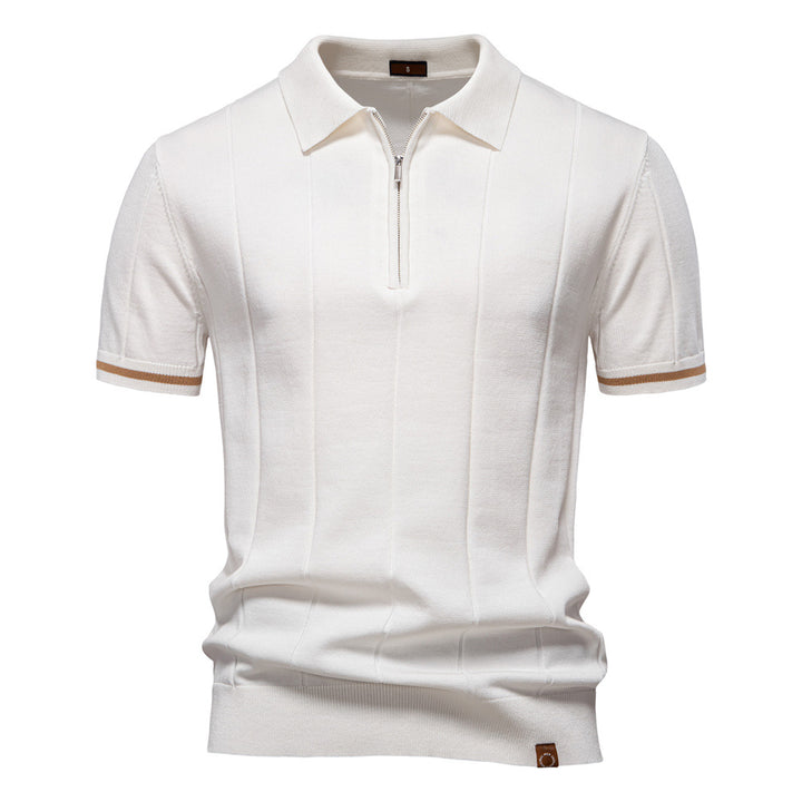 Herren Polohemd mit kurzer Knopfleiste und strukturiertem Design Echoarchiv