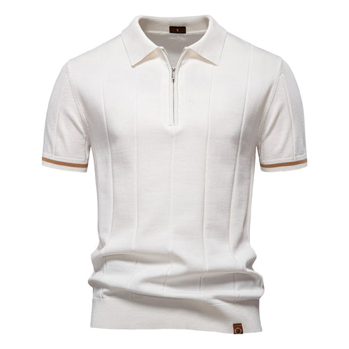 Herren Polohemd mit kurzer Knopfleiste und strukturiertem Design Echoarchiv