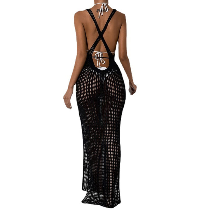 Damen gehäkeltes Maxikleid mit tailliertem Schnitt und seitlichem Kordelzug Echo Archiv