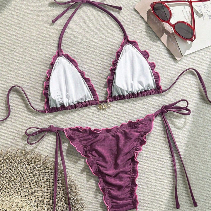 Damen Triangel-Bikini mit Rüschendesign und verstellbaren Trägern Echo Archiv