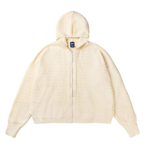 Unisex Strick-Kapuzenjacke mit Strukturmuster und durchgehendem Reißverschluss Echo Archiv